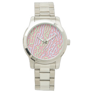 Pastel Kawaii Abstract Kleurrijk Squiggle Design Horloge