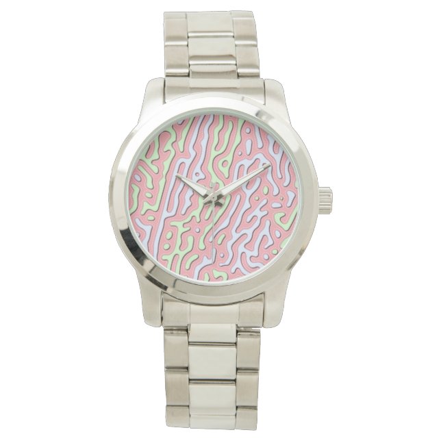 Pastel Kawaii Abstract Kleurrijk Squiggle Design Horloge (Voorkant)