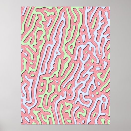 Pastel Kawaii Abstract Kleurrijk Squiggle Design Poster (Voorkant)