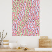 Pastel Kawaii Abstract Kleurrijk Squiggle Design Poster (Keuken)