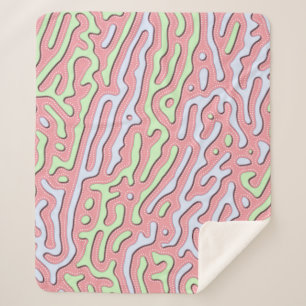 Pastel Kawaii Abstract Kleurrijk Squiggle Design Sherpa Deken