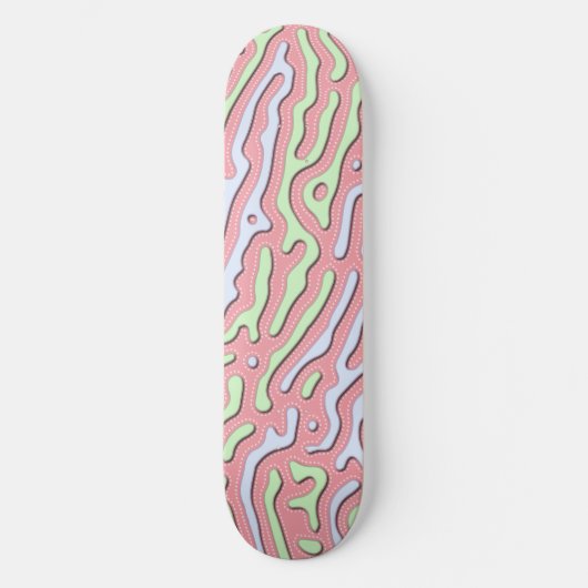 Pastel Kawaii Abstract Kleurrijk Squiggle Design Skateboard (Voorkant)