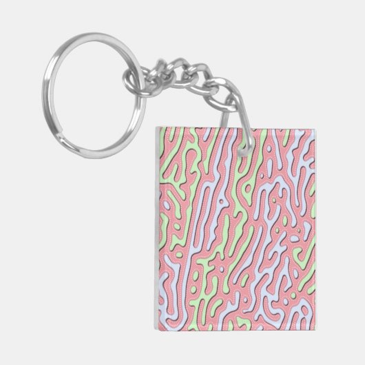 Pastel Kawaii Abstract Kleurrijk Squiggle Design Sleutelhanger (Voorkant Links)