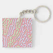 Pastel Kawaii Abstract Kleurrijk Squiggle Design Sleutelhanger (Achterkant)