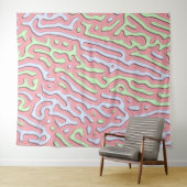 Pastel Kawaii Abstract Kleurrijk Squiggle Design Wandkleed (In Situ (horizontaal))