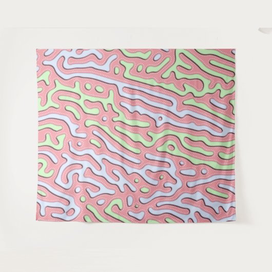 Pastel Kawaii Abstract Kleurrijk Squiggle Design Wandkleed (Voorkant (horizontaal))