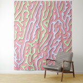 Pastel Kawaii Abstract Kleurrijk Squiggle Design Wandkleed (In situ)