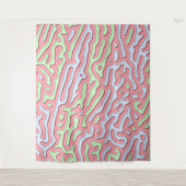 Pastel Kawaii Abstract Kleurrijk Squiggle Design Wandkleed (Voorkant)