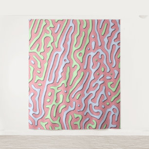 Pastel Kawaii Abstract Kleurrijk Squiggle Design Wandkleed