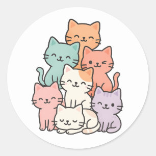 Pastel Kawaii Cat Stack Schattigee Sticker