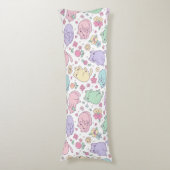 Pastel Kawaii Cats and Flowers Pattern  Lichaamskussen (Voorkant Verticaal)