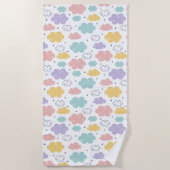 Pastel Kawaii Cloud Pattern Strandlaken (Voorkant)