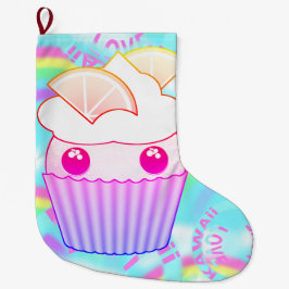 pastel Kawaii cupcake op een kerststop Grote Kerstsok