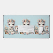 Pastel Kawaii Eenhoorn Moeder Dochter Duo Blauw Bureaumat (Keyboard & Muis)