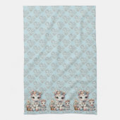 Pastel Kawaii Eenhoorn Moeder Dochter Duo Blauw Theedoek (Verticaal)