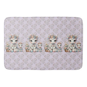 Pastel Kawaii Eenhoorn Moeder Dochter Duo Lavendel Badmat