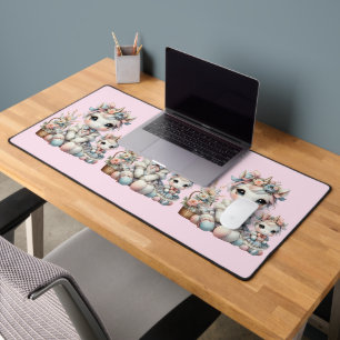 Pastel Kawaii Eenhoorn Moeder Dochter Duo Roze Bureaumat