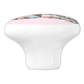 Pastel Kawaii Eenhoorn Moeder Dochter Duo Roze Keramische Knop (Zijkant)