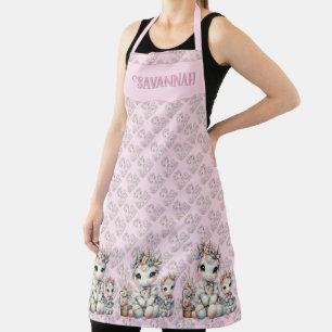 Pastel Kawaii Eenhoorn Moeder Dochter Duo Roze Schort