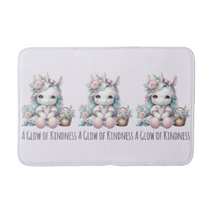 Pastel Kawaii Eenhoorn Pop met Bloemenmand Badmat