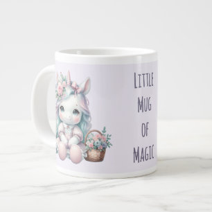 Pastel Kawaii Eenhoorn Pop met Bloemenmand Extra Grote Beker