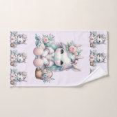 Pastel Kawaii Unicorn Doll with Flower Basket (Serviette à main)