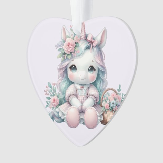 Pastel Kawaii Unicorn Doll with Flower Basket (devant)