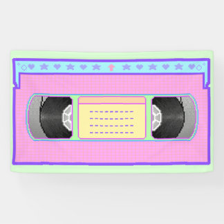 Pastel kawaii VHS vaporwave pixel kunst Spandoek