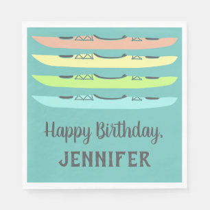 Pastel Kayaks over de Blauwgroen Kayaking Thmed Pa Servet