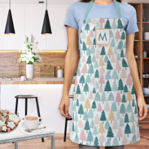 Pastel Kerst Dennenbomen Geborduurde Keuken