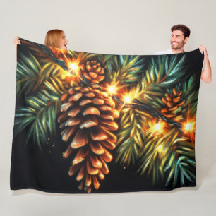 Pastel Kerst Vakantie String Licht Pinecone Fleece Deken