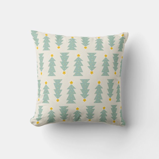Pastel Kerstbomen Kussen (Voorkant)