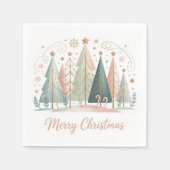 Pastel Kerstbomen Servet (Voorkant)