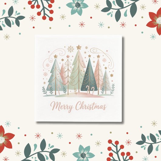 Pastel Kerstbomen Servet