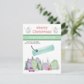 Pastel Kerstdorp, Gepersonaliseerde Gifting Kaart (Staand voorkant)