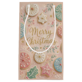 Pastel Kerstkoekjes Prettig Kerstfeest Sneeuwvlok Klein Cadeauzakje