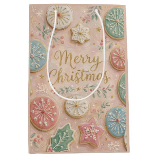 Pastel Kerstkoekjes Prettig Kerstfeest Sneeuwvlok Medium Cadeauzakje
