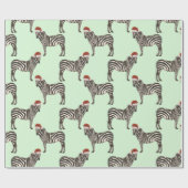 Pastel Kerstmis Safari Dieren Mint Zebra Cadeaupapier (Vlak)