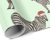 Pastel Kerstmis Safari Dieren Mint Zebra Cadeaupapier (Rol Hoek)
