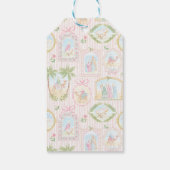 Pastel Kerststal | Scènes Gestreept Cadeaulabel (Achterkant)