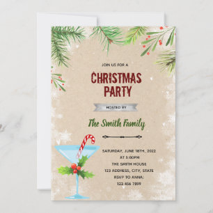 Pastel kerstthema uitnodiging