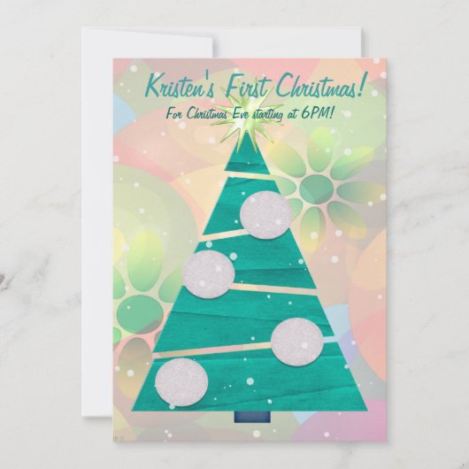 Pastel Kerstvakantie 1e Kerstfeest Kaart (Voorkant)