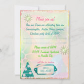 Pastel Kerstvakantie 1e Kerstfeest Kaart (Achterkant)