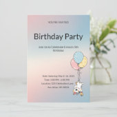 Pastel Kids Birthday Invitation (Debout devant)