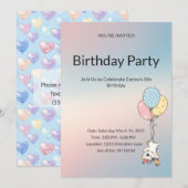 Pastel Kids Birthday Invitation (Devant / Derrière)