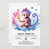 Pastel Kinderen Aap Verjaardag Kaart (Voorkant / Achterkant)