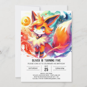 Pastel Kinderen Fox Verjaardag Kaart