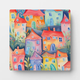 Pastel kleine huizen in zachte kleur, rustige kleu fotoplaat