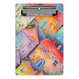 Pastel kleine huizen in zachte kleur, rustige kleu mini klembord