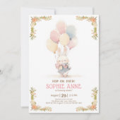 Pastel kleine konijnenballonnen 7e verjaardag kaart (Voorkant)